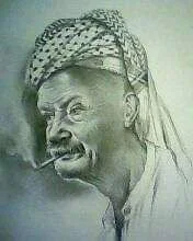 رجل بالكوفية — قلم رصاص على ورق